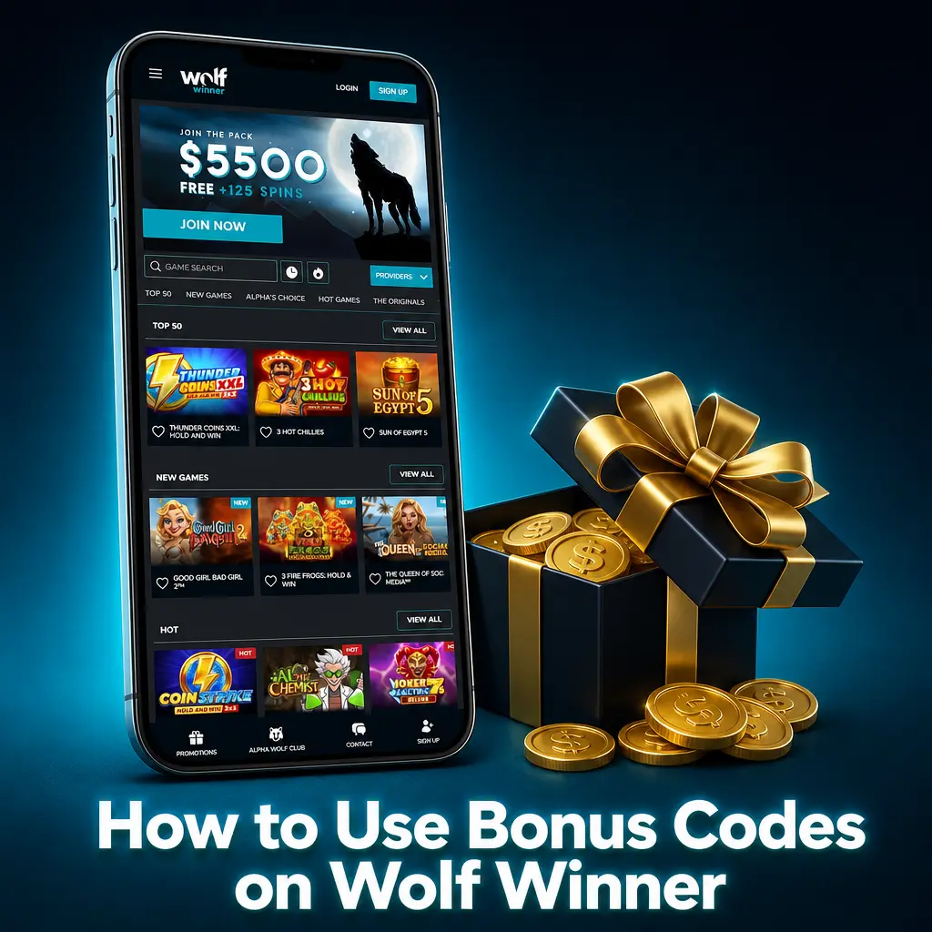 Entering a bonus code on the Wolf Winner checkout screen