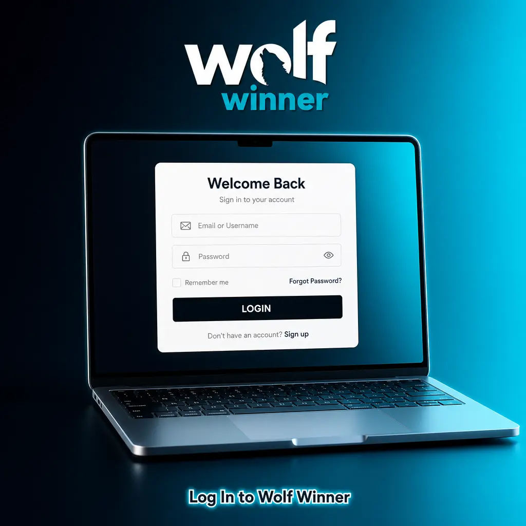 Wolf Winner login screen on a laptop