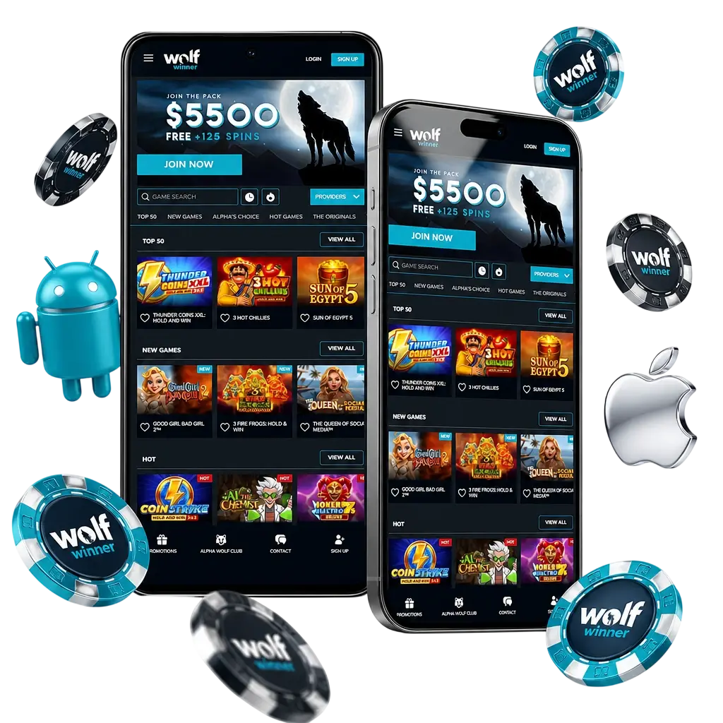 Wolf Winner app download screen on Android and iOS in Australia